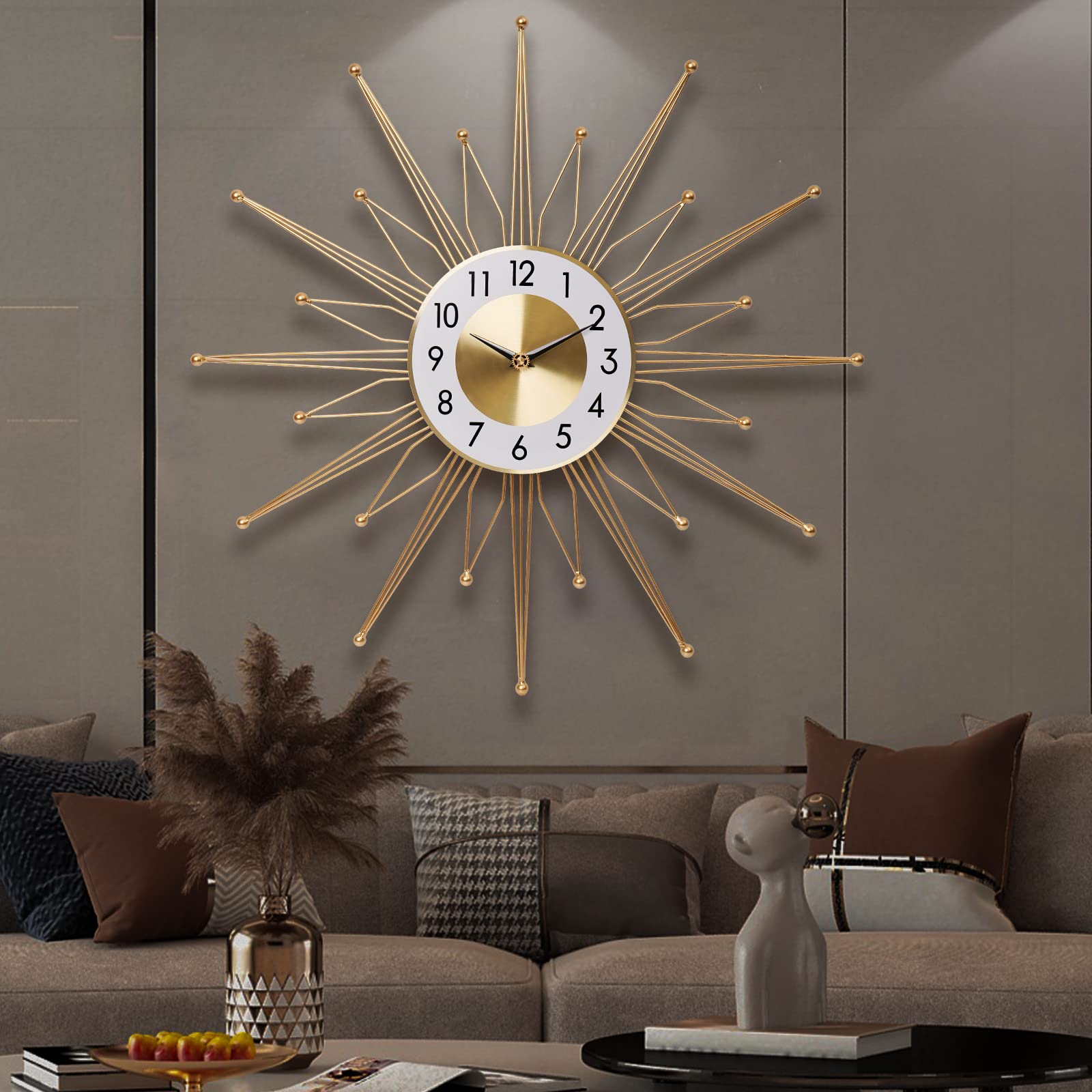 Amazon.co.jp: Zaptex 大型 ゴールド 壁掛け時計 24インチ 電池式